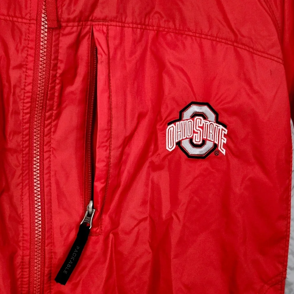 Columbia Sportswear Ohio State Buckeyes Hooded Packable Windbreaker Jacket Large
